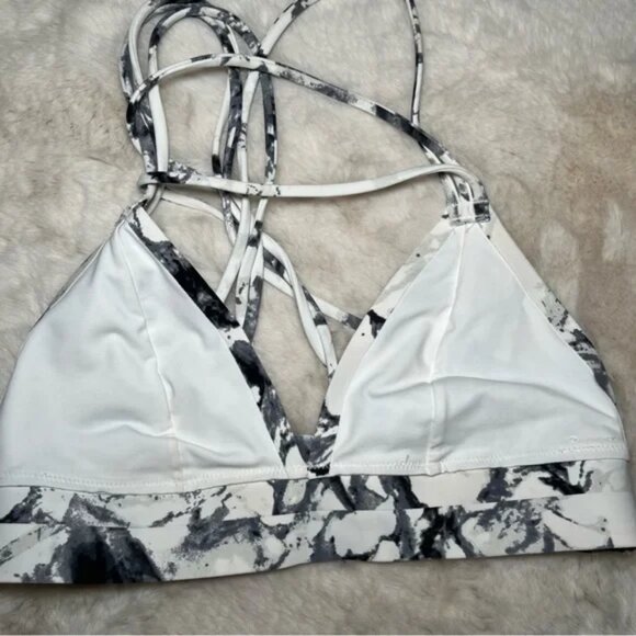 NWOT PINK Marble Bonded Strappy Marble Bralette White & Gray Size XS - Picture 4 of 6